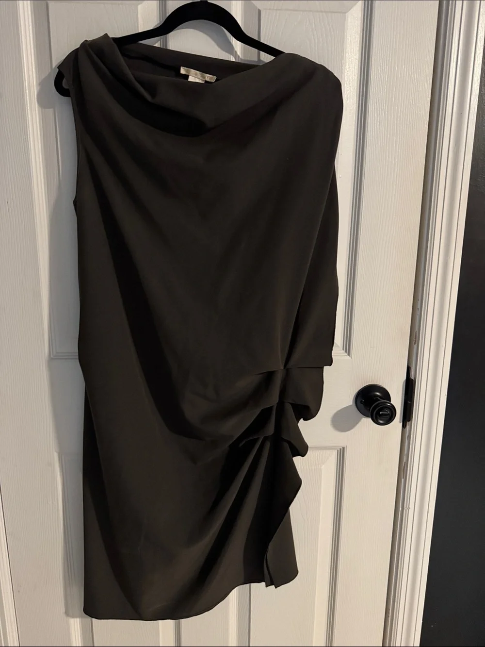 Olive Draped One-Shoulder Dress